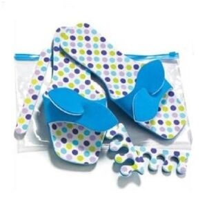 AVON FOOTWORKS PEDICURE SLIPPER SET - BLUE (NEW WITH TAGS)
